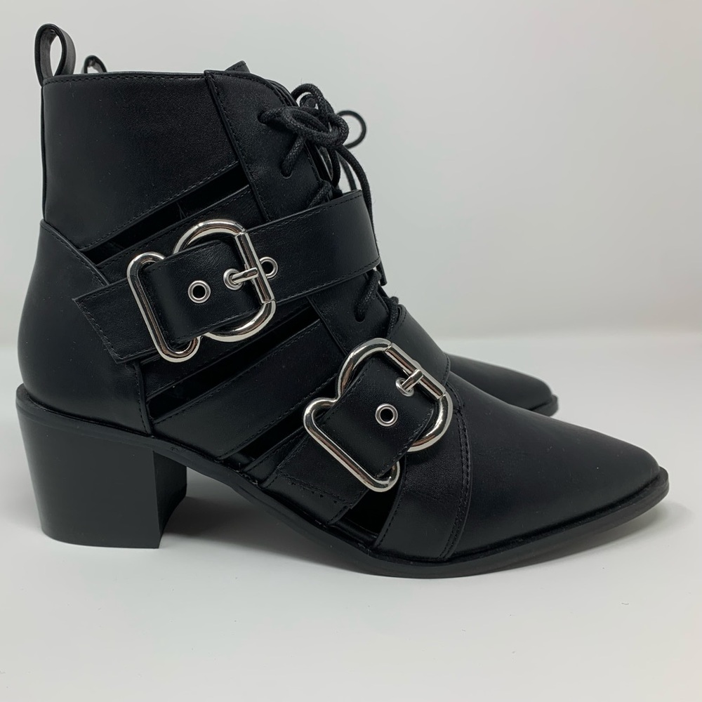Miss Selfridge booties with buckles and cutouts!